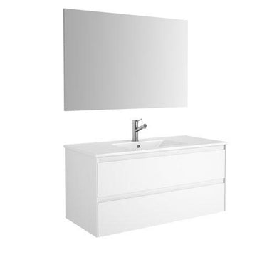 Eviva Bloom 39″ Matt White Bathroom Vanity with White Integrated Porcelain Sink Vanity Eviva